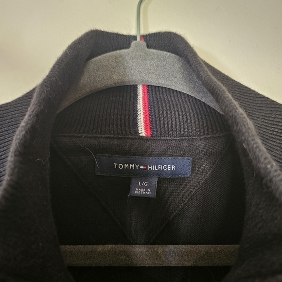 Tommy Hilfiger Black Sweater Collared Quarter Zip Size Large - Picture 4 of 7